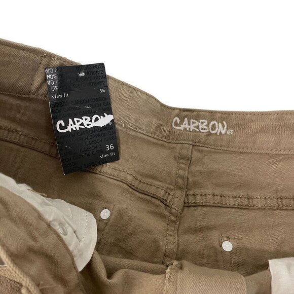 Men's Carbon Slim Fit Khaki Shorts 36 Waist Cotton/Spandex Frayed Hem Casual - Picture 2 of 5